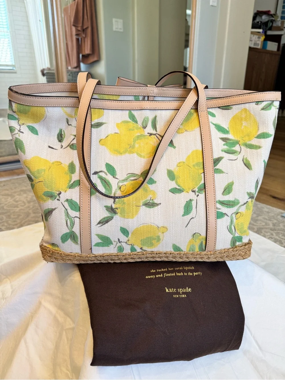 kate spade Espadrille Capri Painterly Canvas Lemon Print Tote - Picture 3 of 11